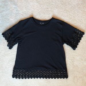 Topshop Lace Trim Cropped Tee
